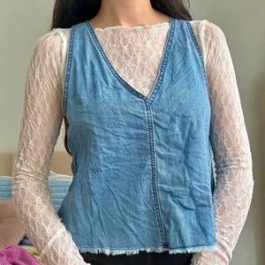 Aritzia Wilfred Free Light Wash V-Neck Denim Tank – Size M